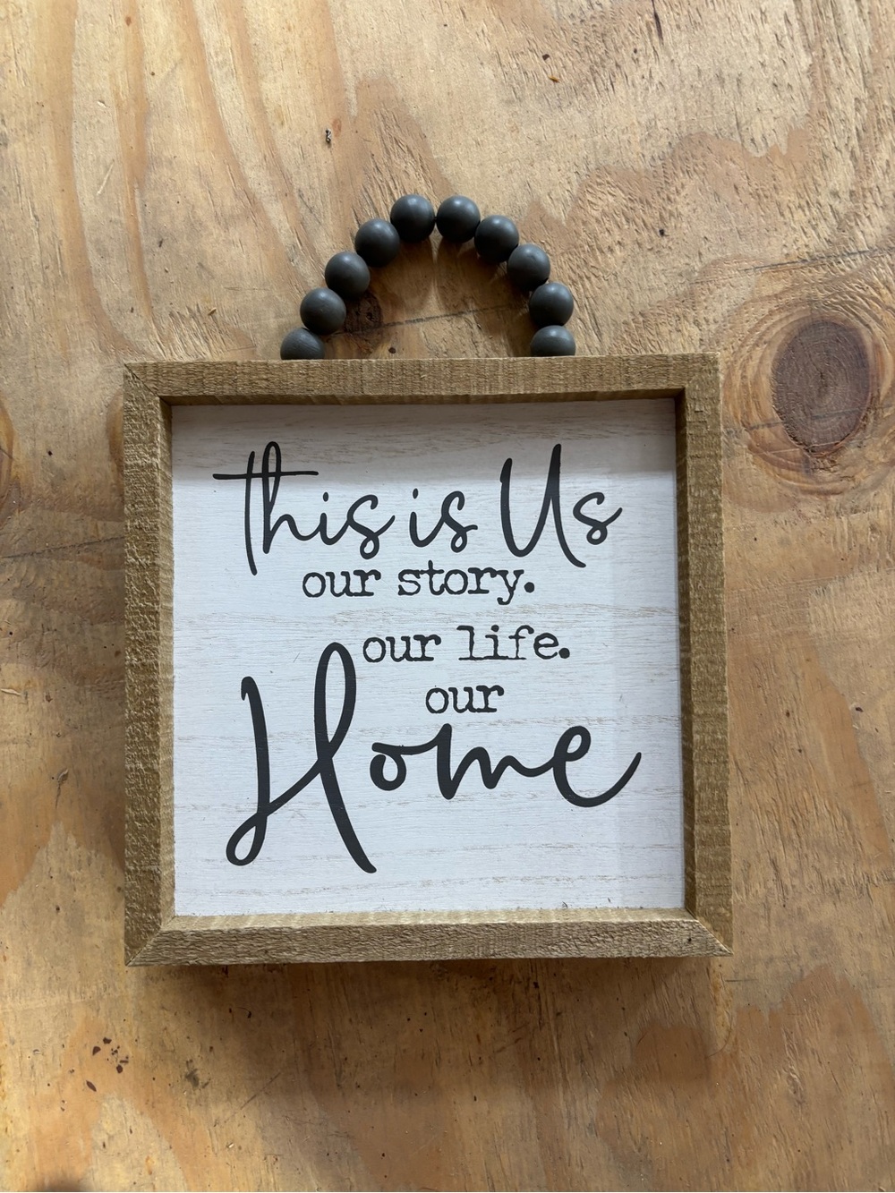 Rustic Black and Wood 'This Is Us' Wall Sign - Home Accent